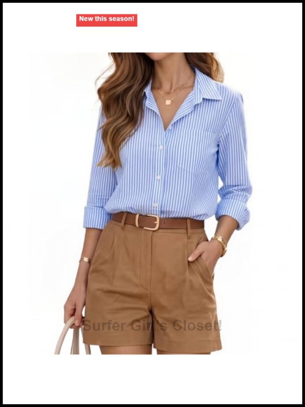 Striped Button Down Shirt Women Long Sleeve Collared Blouse with Pocket